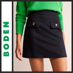 NWOT Boden Estella Navy Wool Mini Skirt